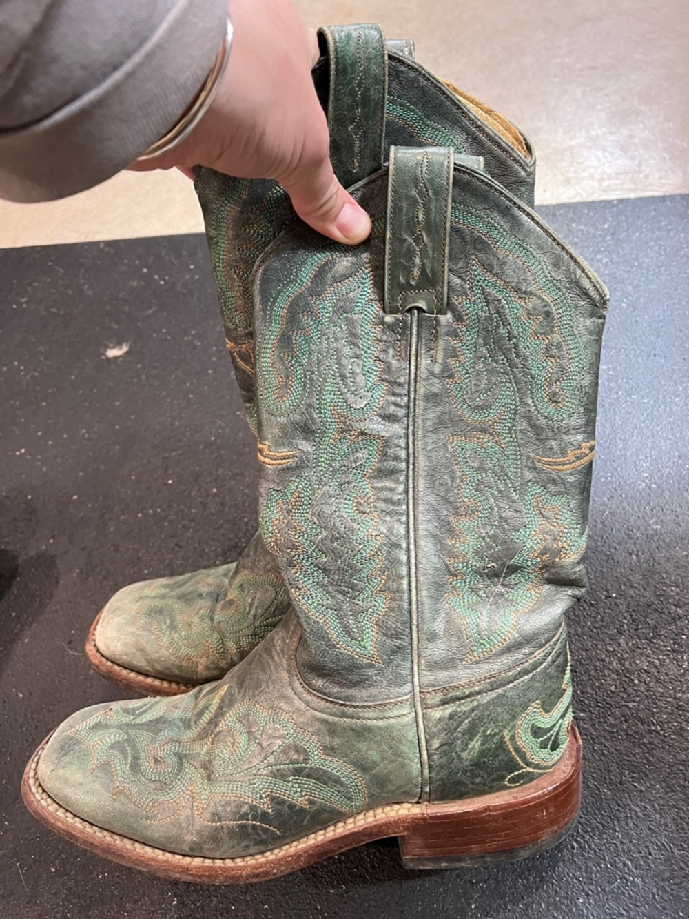 Lagrange Leather Western Boots with Teal Accents - Picture 4 of 4